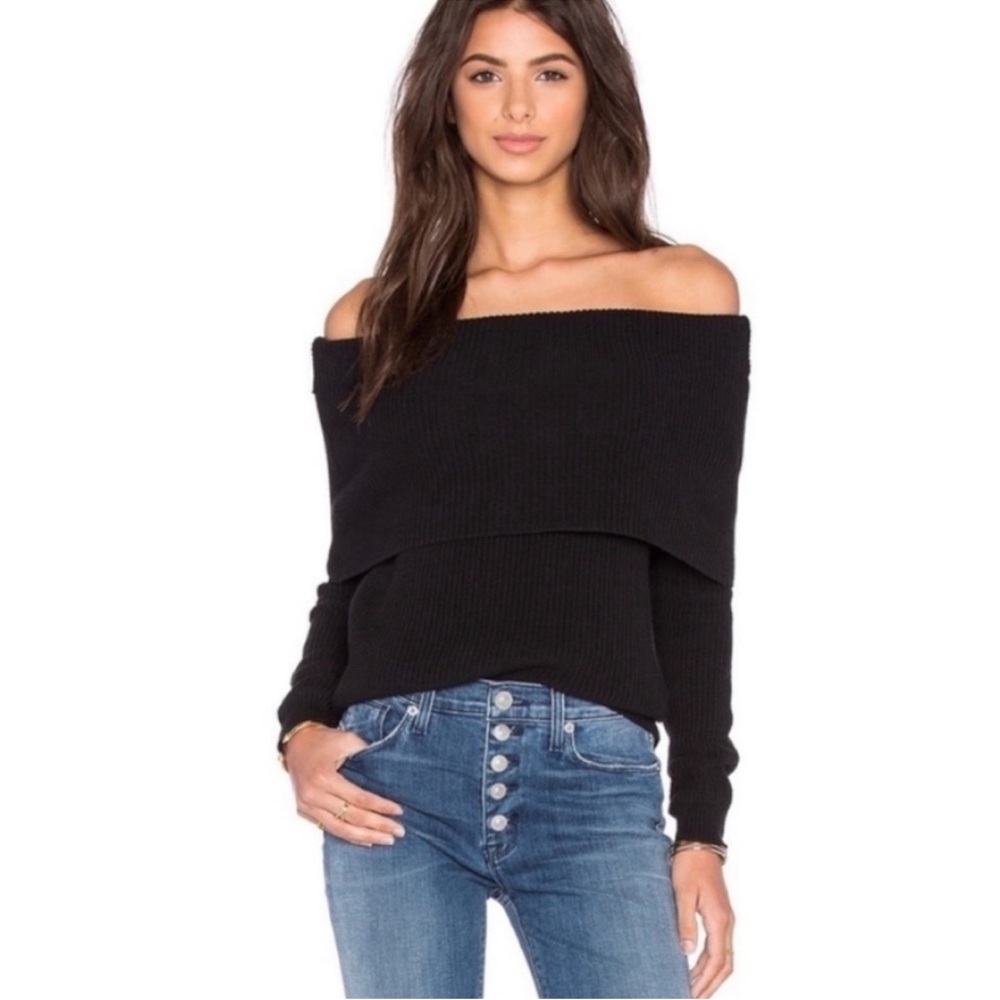 Lovers + Friends Black Off-Shoulder Sweater